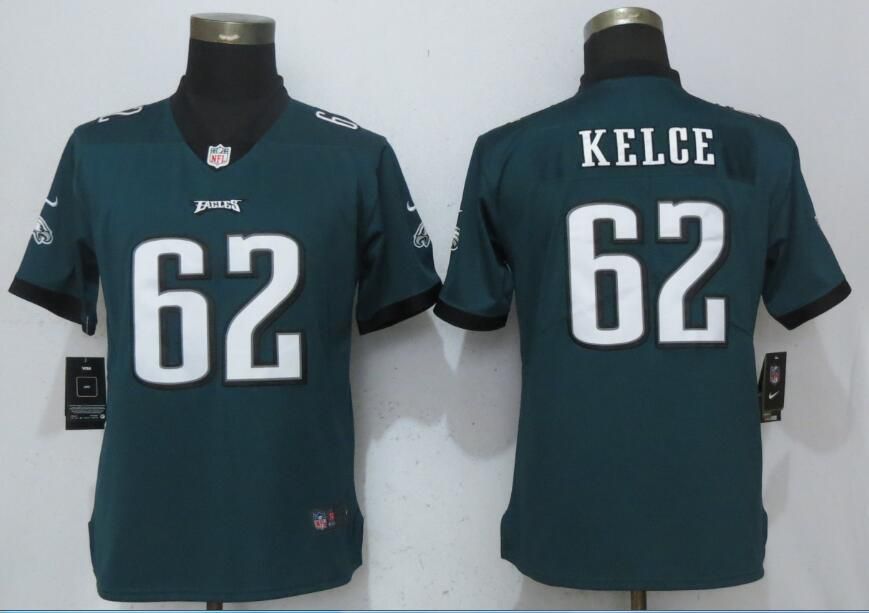 Women Philadelphia Eagles #62 Kelce Green Vapor Untouchable Nike Player NFL Jerseys->women nfl jersey->Women Jersey